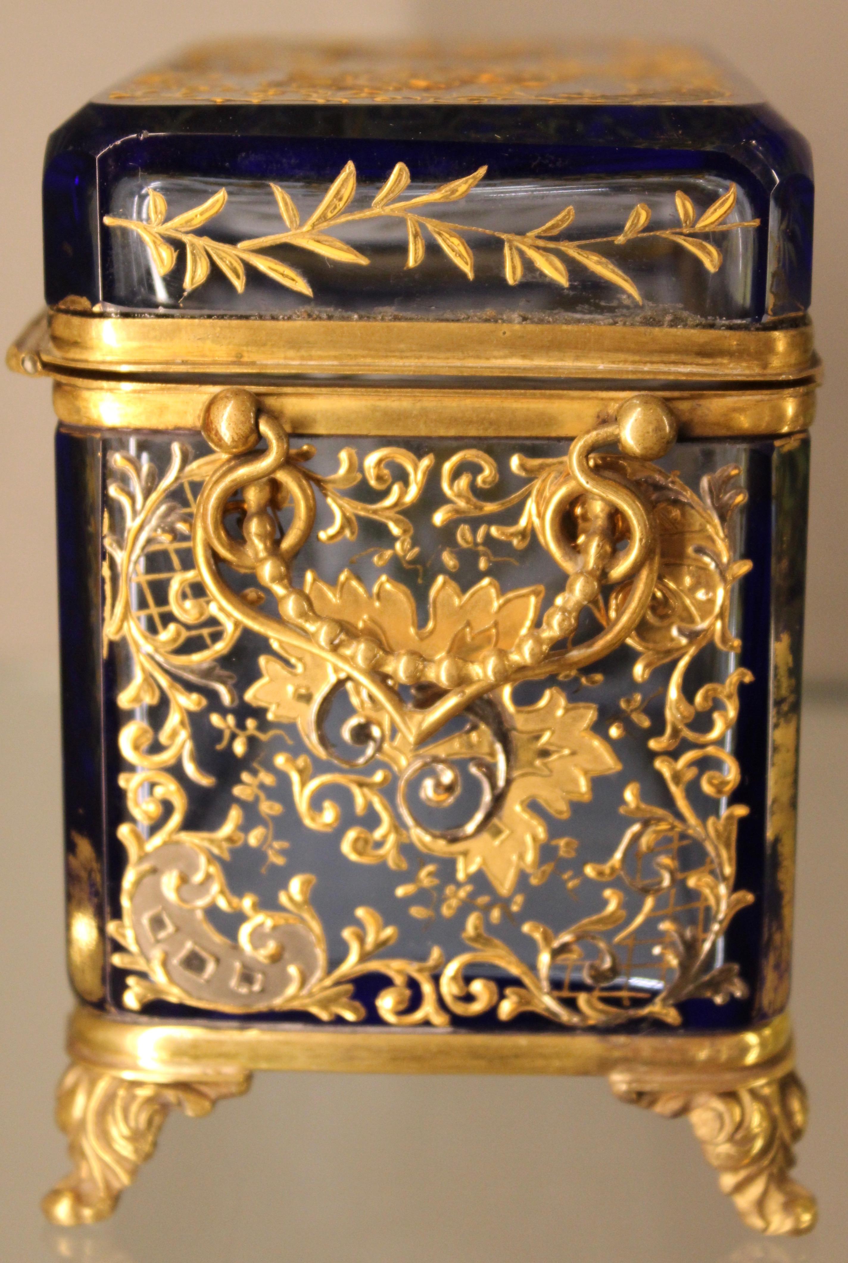 Czech Moser Blue Glass and Enamel Box, circa 1860