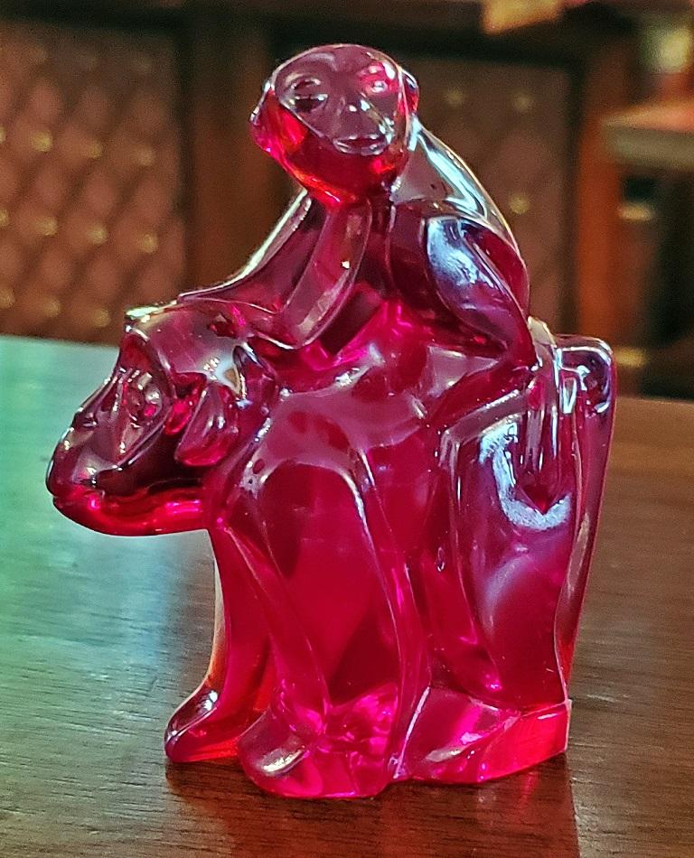 Moser Bohemian Glass Monkeys In Good Condition For Sale In Dallas, TX