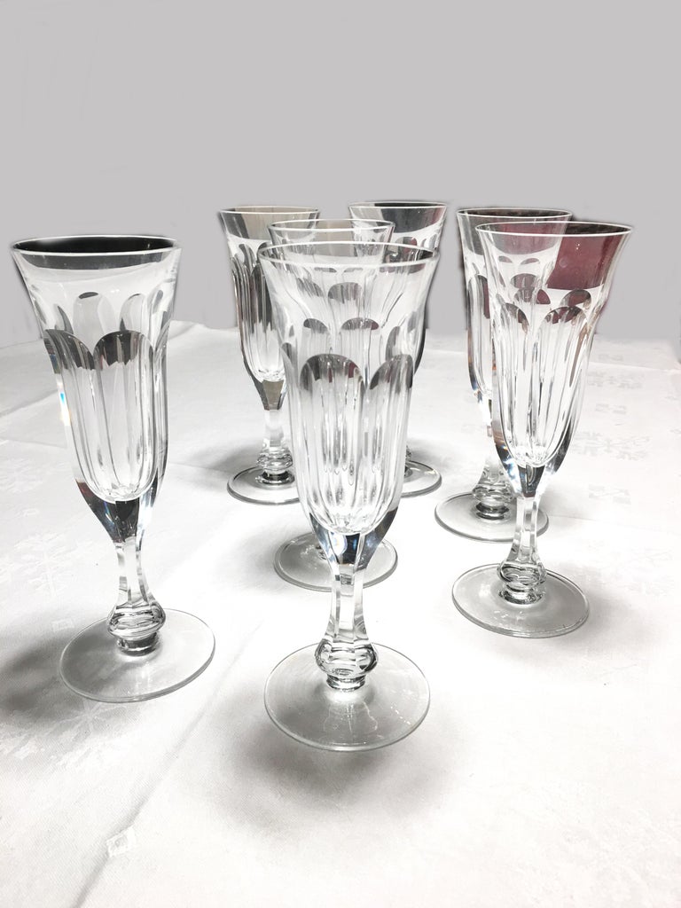 Moser Champagne Glasses Art Nouveau Hand Blown, Lady Hamilton by Moser