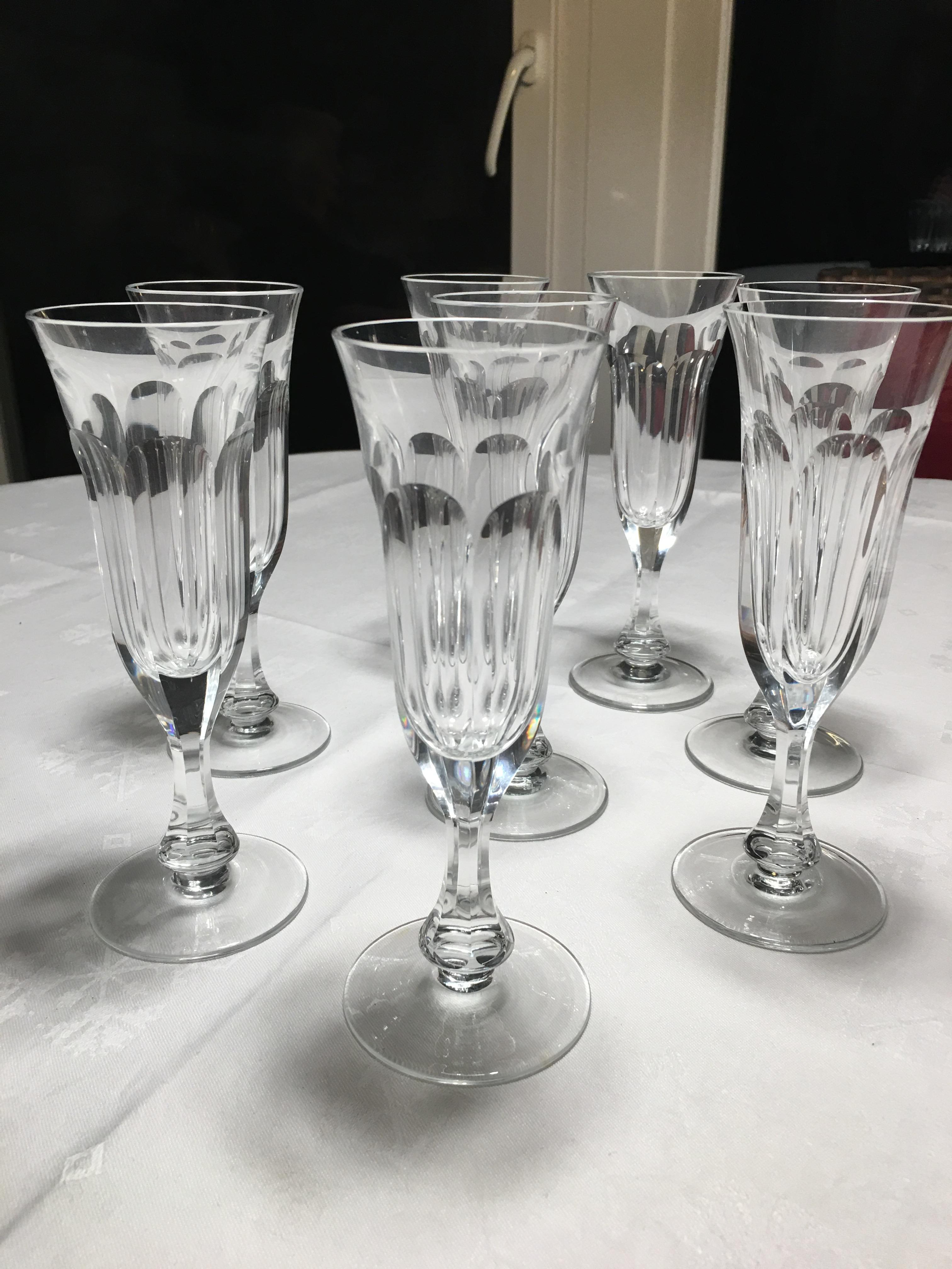19th Century Moser Champagne Glasses Art Nouveau Hand Blown, Lady Hamilton by Moser For Sale