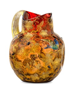 Moser Cranberry Glass Pitcher