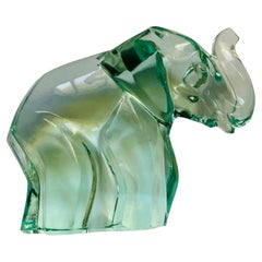 Antique Moser Crystal Elephant Sculpture