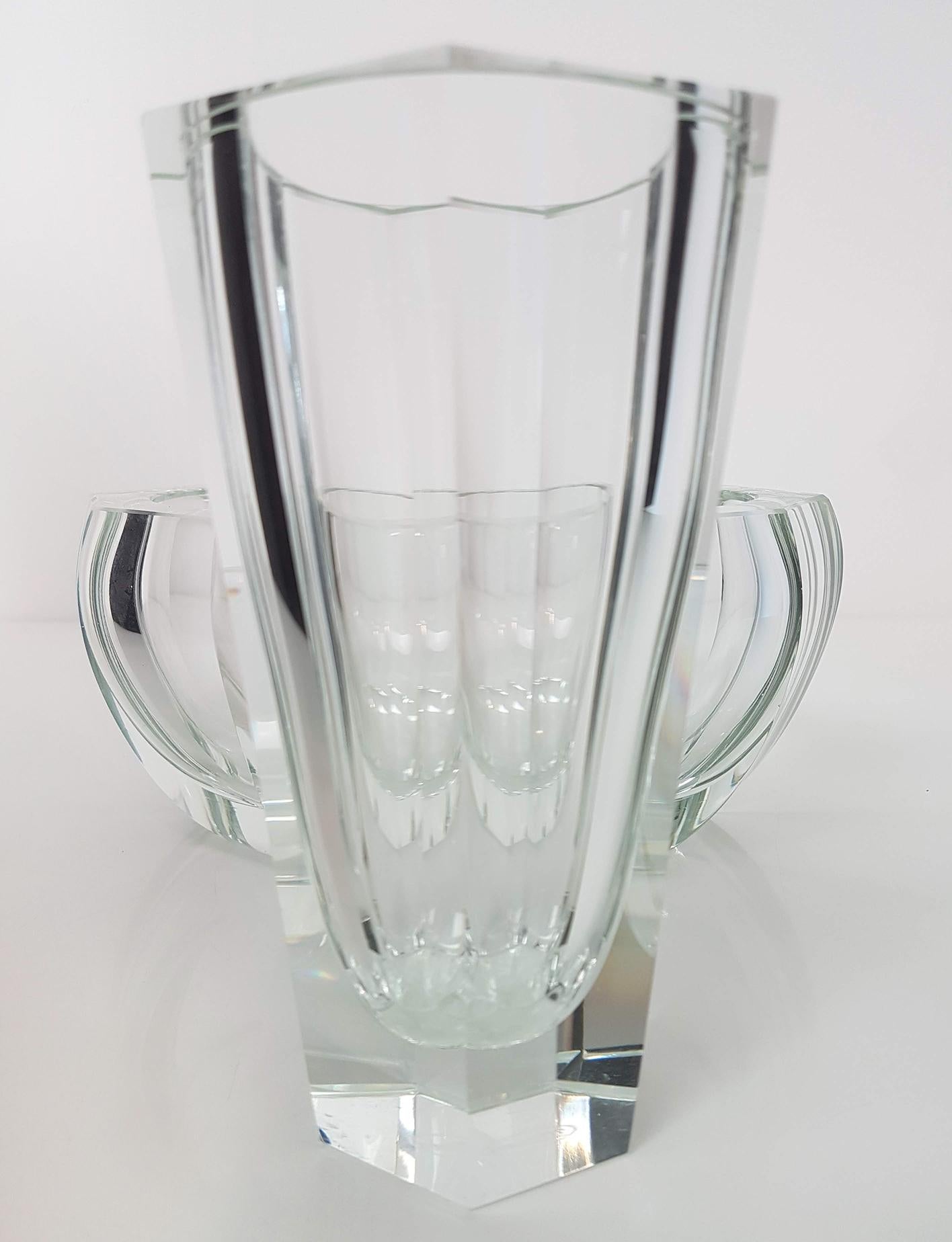 Art Deco Moser Crystal Purity Clear Glass Set 'Bowl and Vase', Early 20th Century For Sale