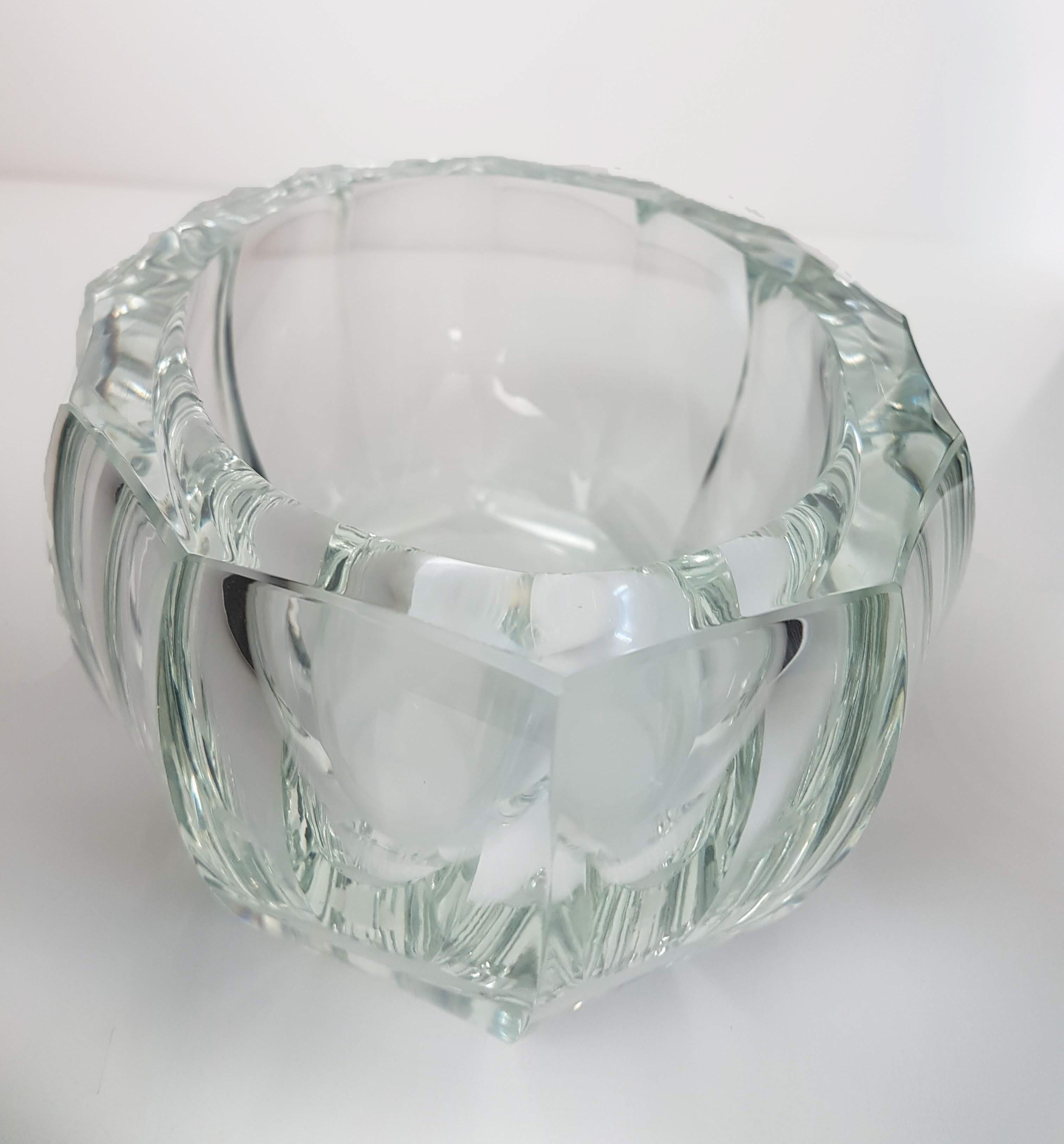 Czech Moser Crystal Purity Clear Glass Set 'Bowl and Vase', Early 20th Century For Sale