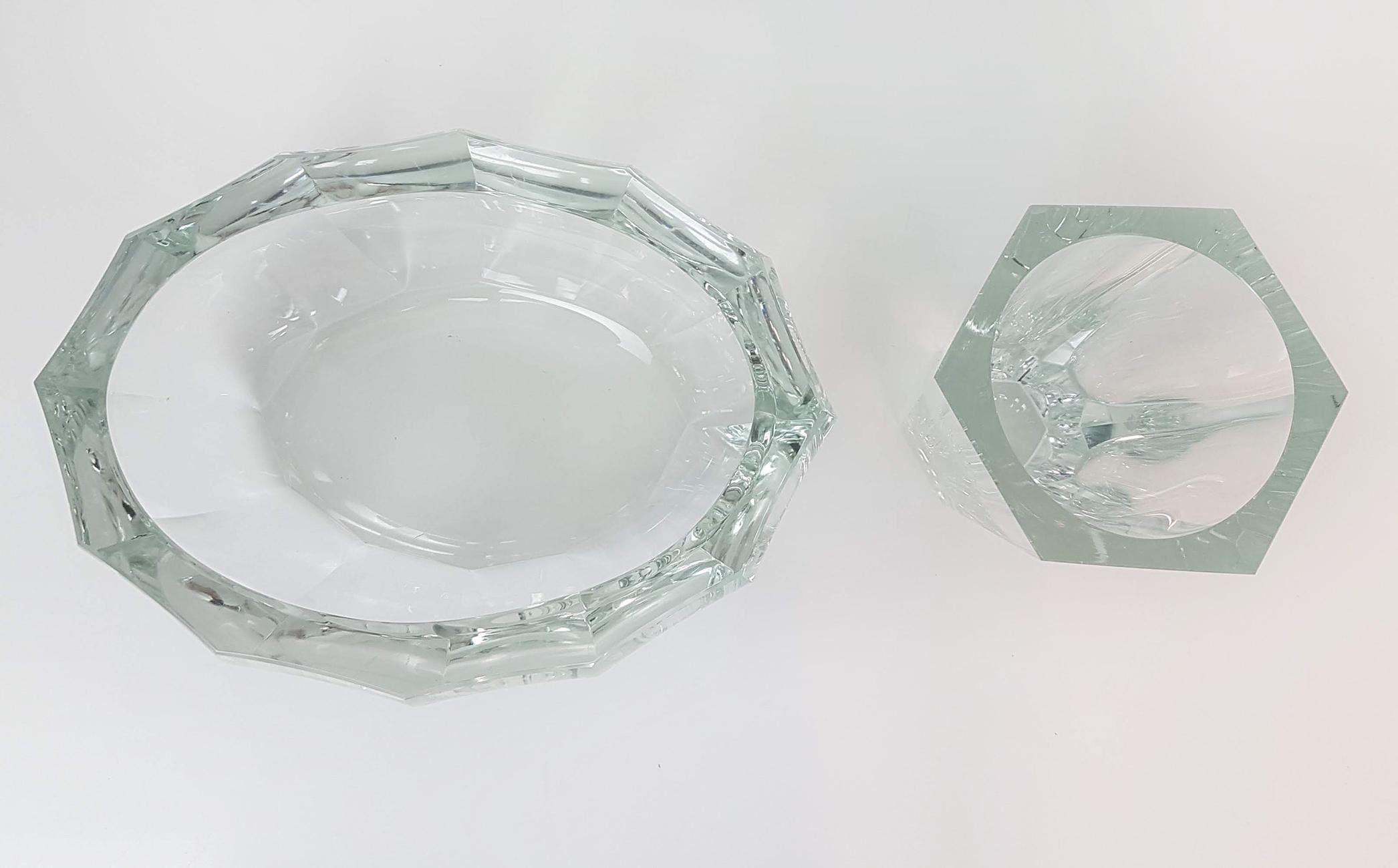 Moser Crystal Purity Clear Glass Set 'Bowl and Vase', Early 20th Century For Sale 2