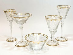 Moser Cut Glass and Gilt Drink-Ware Service Goblets in Paula Service for 6