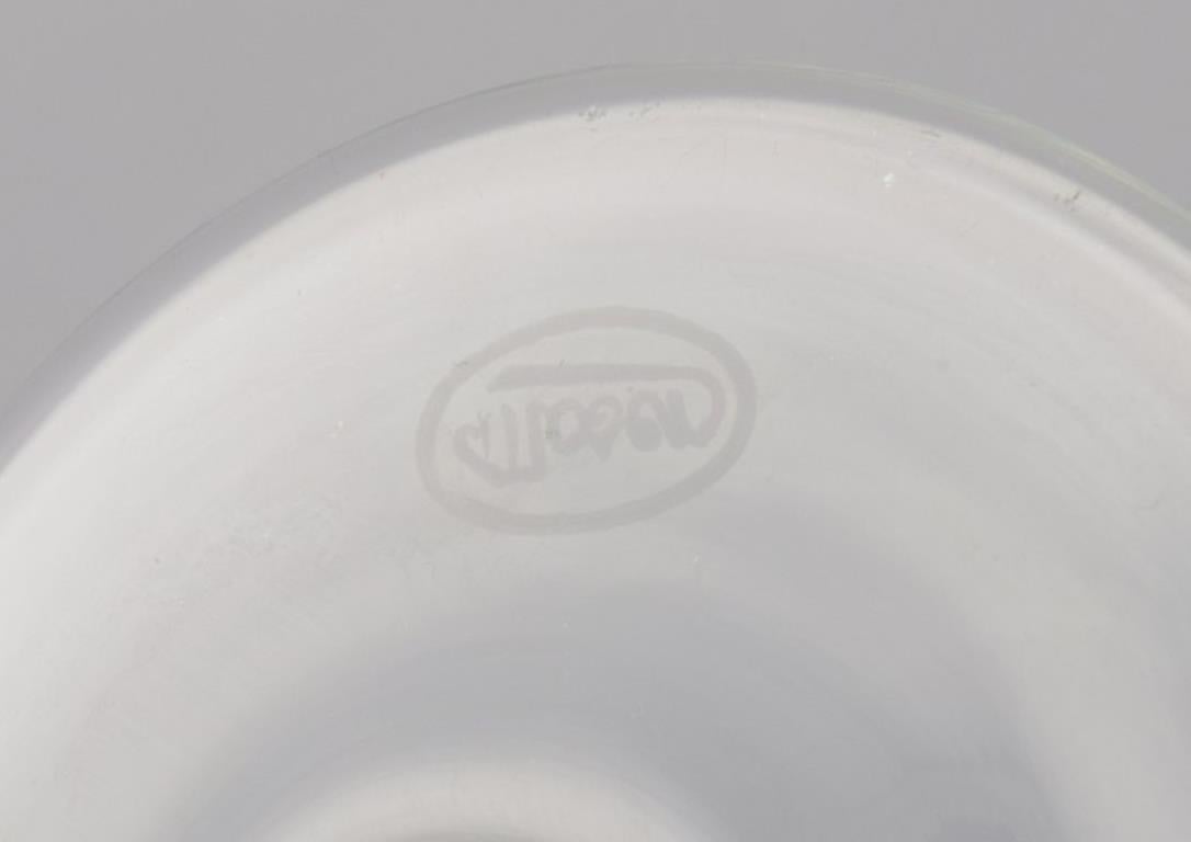 Moser, Czech Republic. Six tall white wine glasses in clear and green glass For Sale 2