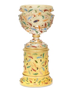 Moser Enameled Glass Jardinière and Stand