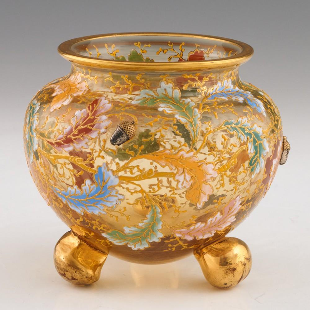Moser Enamelled Footed Vase, c1900

Small really can be beautiful

Additional information:
Date : c1900
Origin : Karlsbad, Bohemia
Bowl Features : Everted gilded rim, all over enamelling and gilding depicting oak leaves, acorns, and an insect. Three