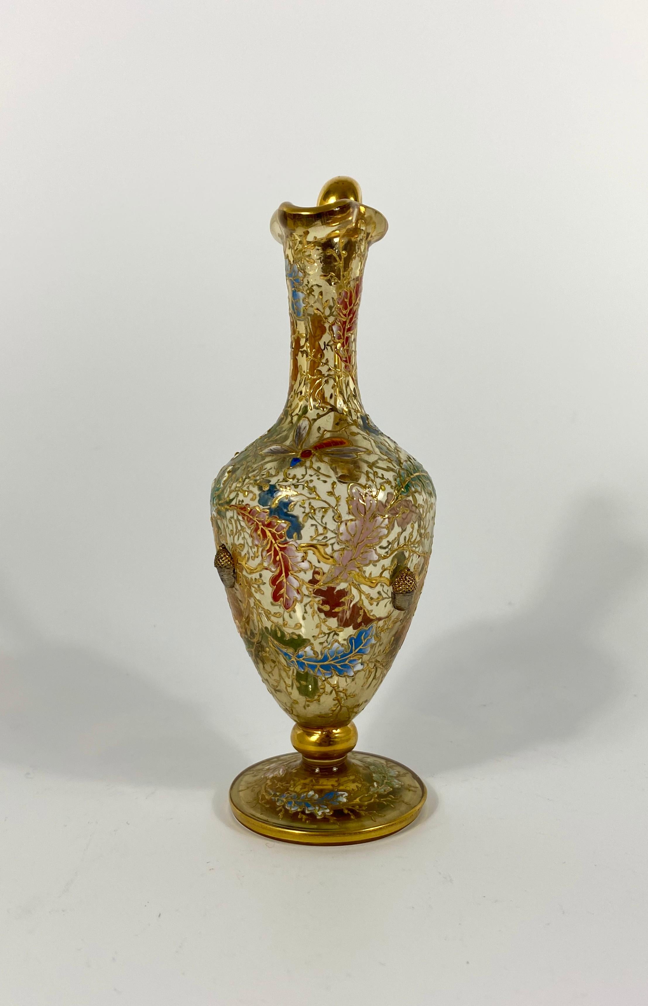 Victorian Moser Enameled Miniature Glass Ewer, circa 1890