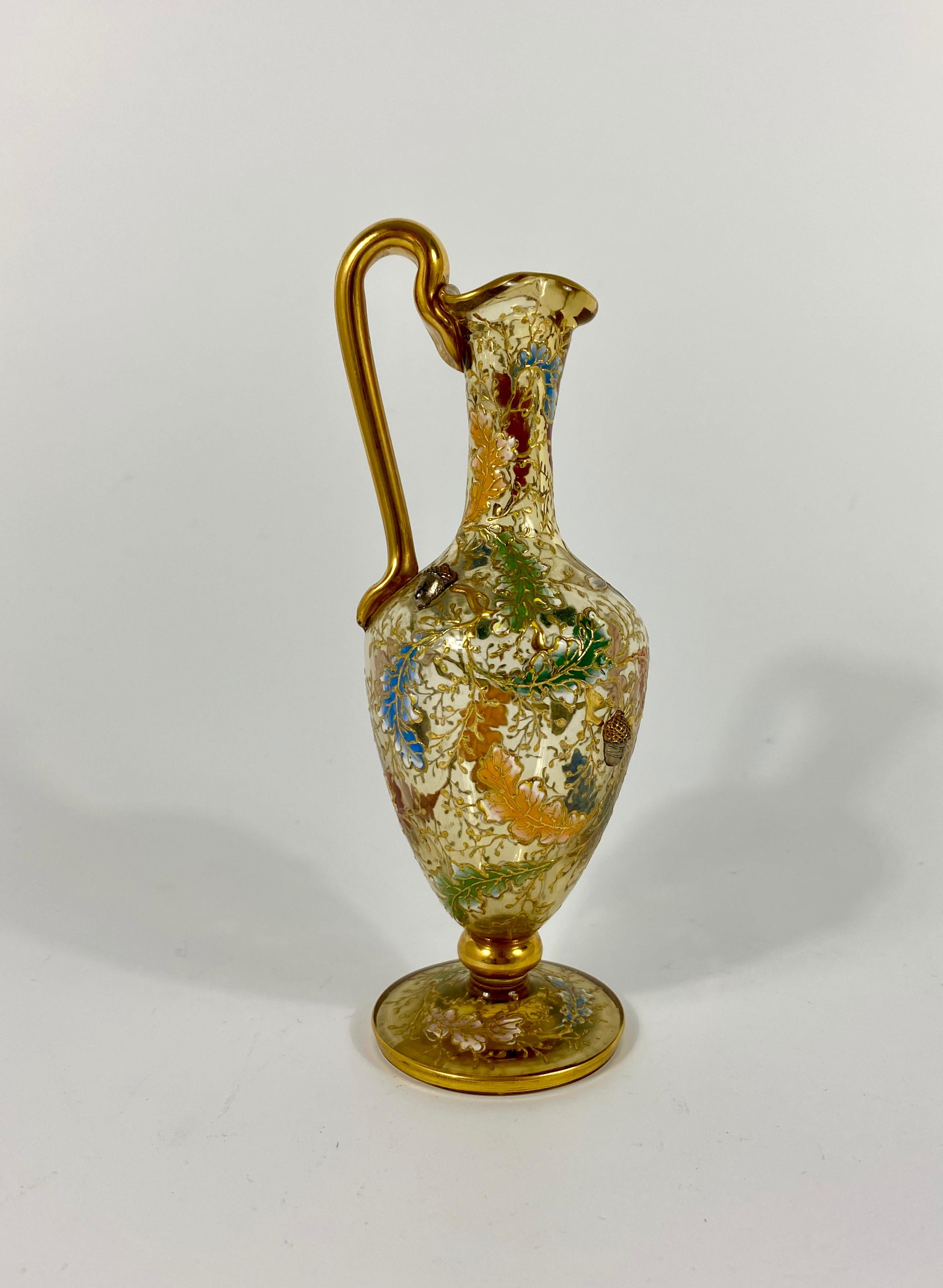 Moser Enameled Miniature Glass Ewer, circa 1890 In Good Condition In Gargrave, North Yorkshire