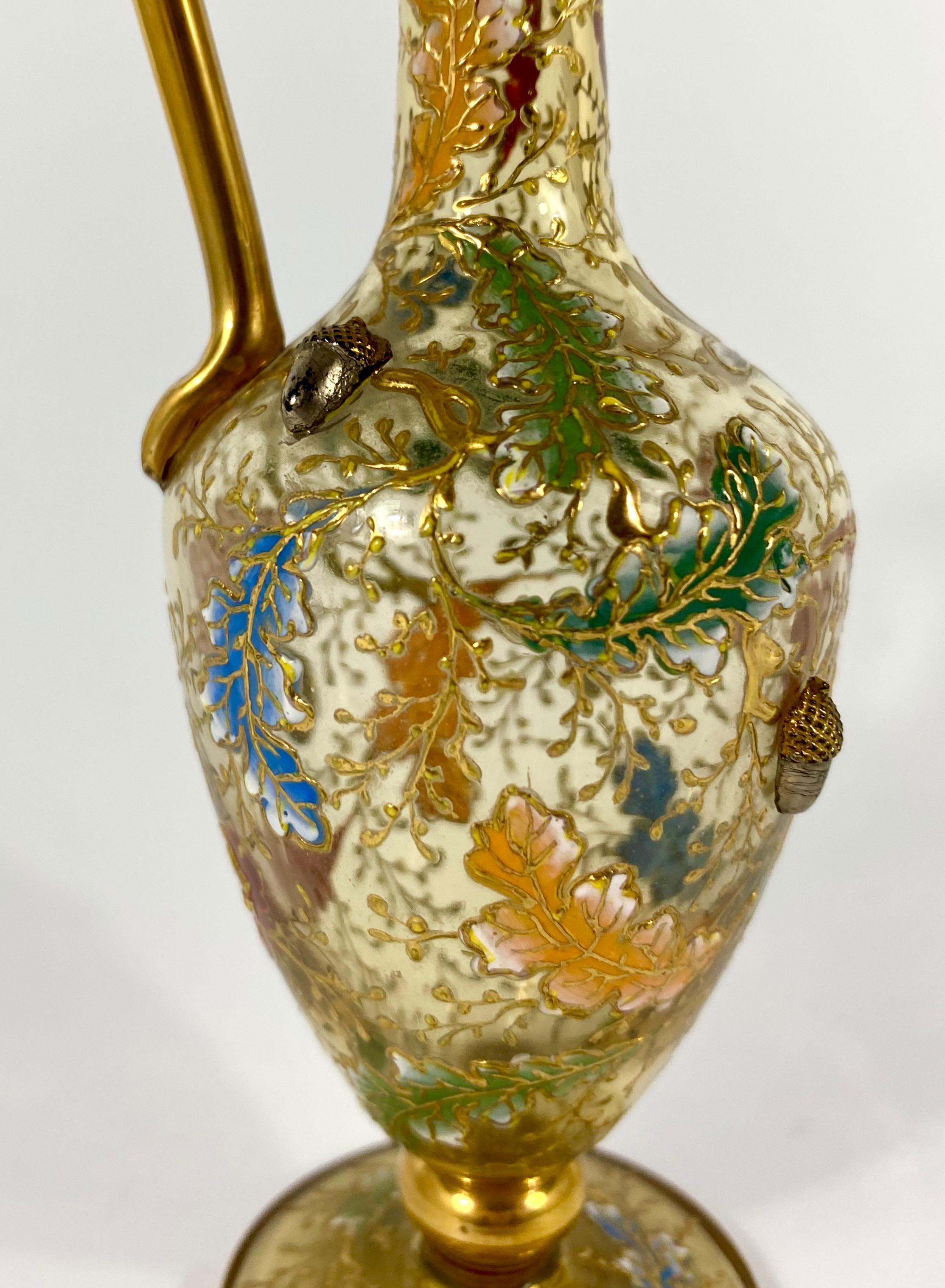 Late 19th Century Moser Enameled Miniature Glass Ewer, circa 1890