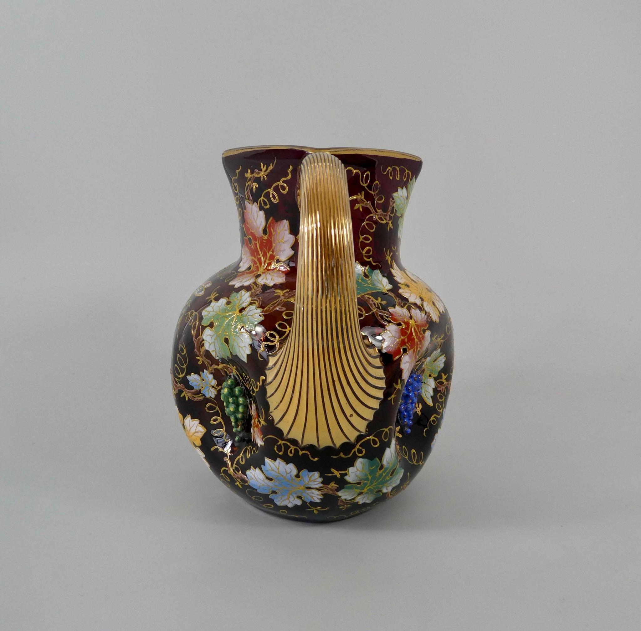 Moser Enamelled Ruby Glass Ewer, circa 1890 In Good Condition In Gargrave, North Yorkshire