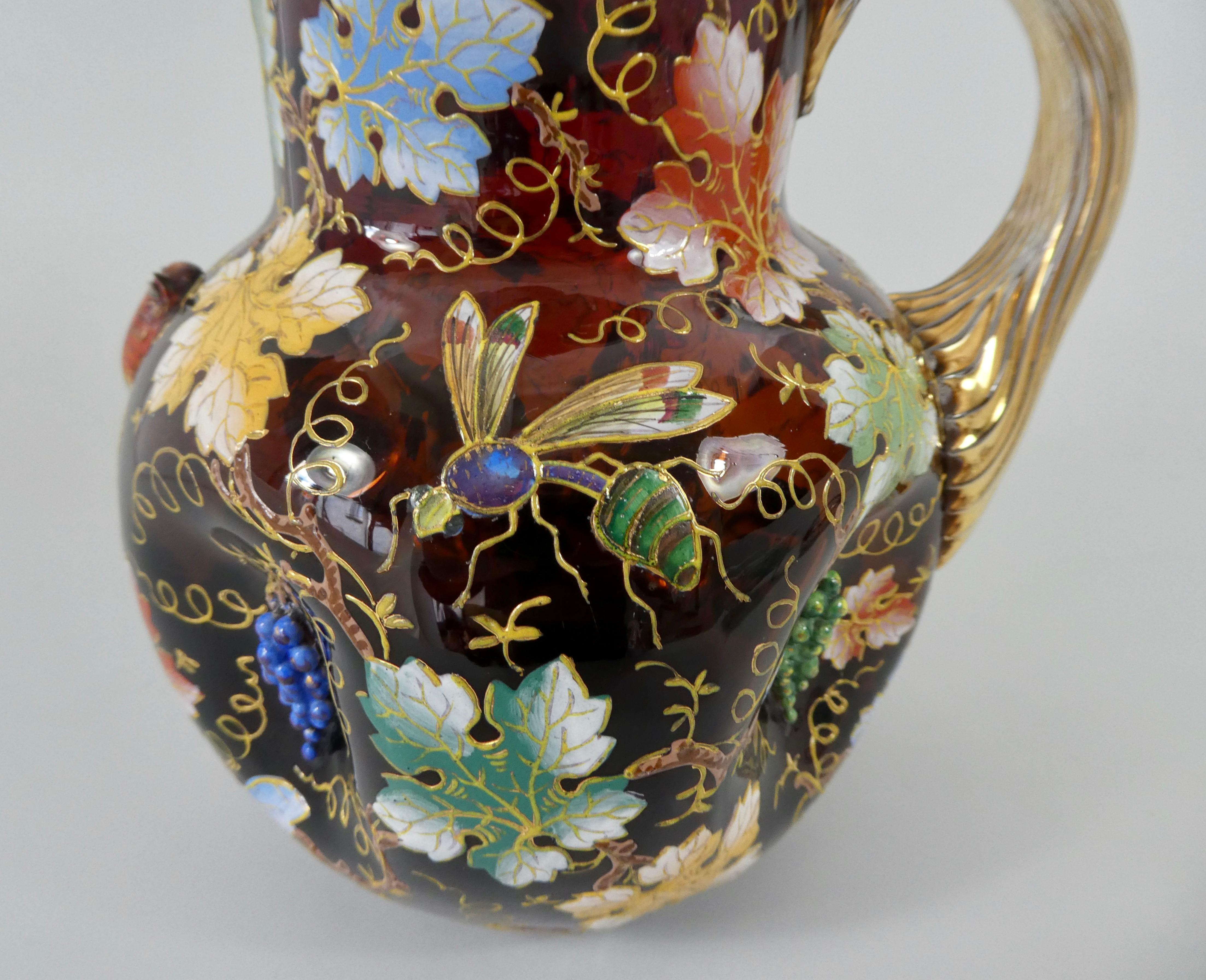 Late 19th Century Moser Enamelled Ruby Glass Ewer, circa 1890