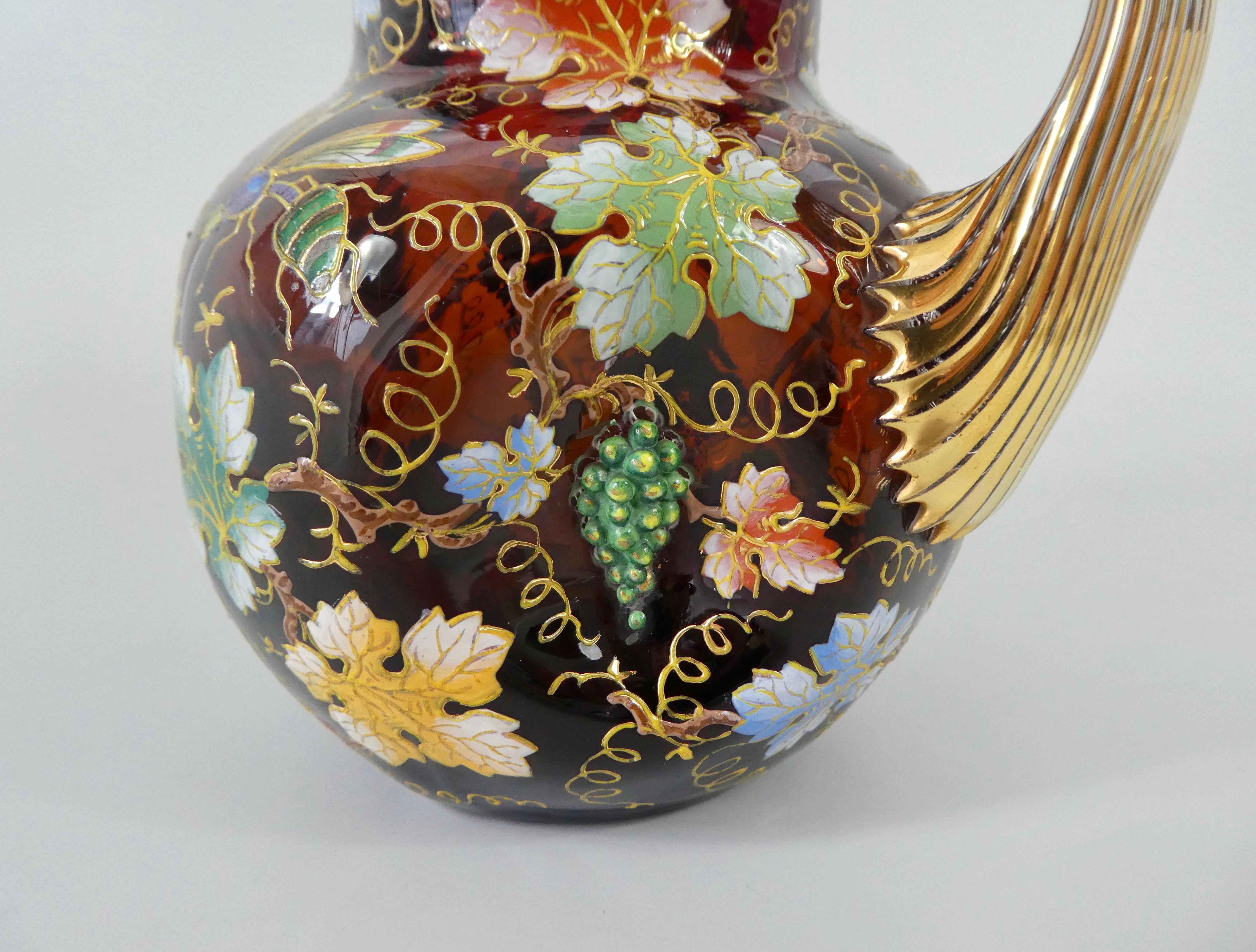 Moser Enamelled Ruby Glass Ewer, circa 1890 2