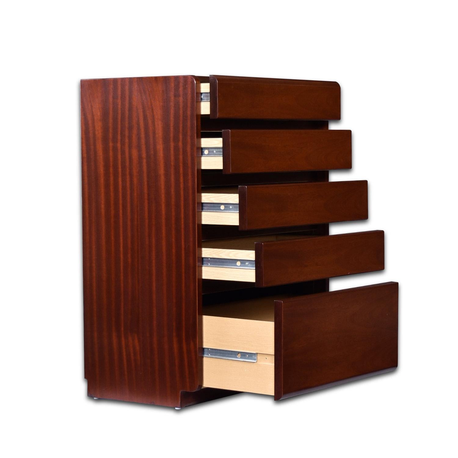 Scandinavian Modern Moser German Modern Rosewood Small Vertical Chest of Drawers Dresser