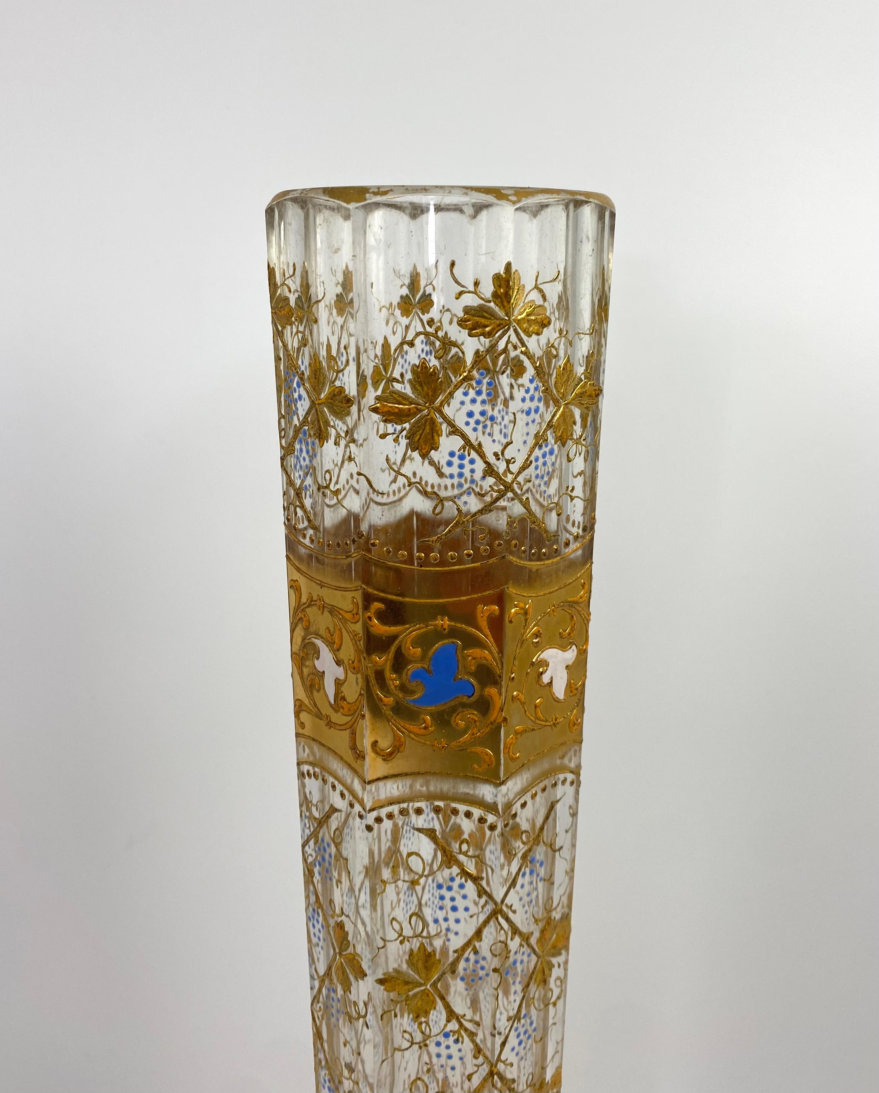 Bohemian Moser Gilt and Enamelled Glass Vase, C. 1925