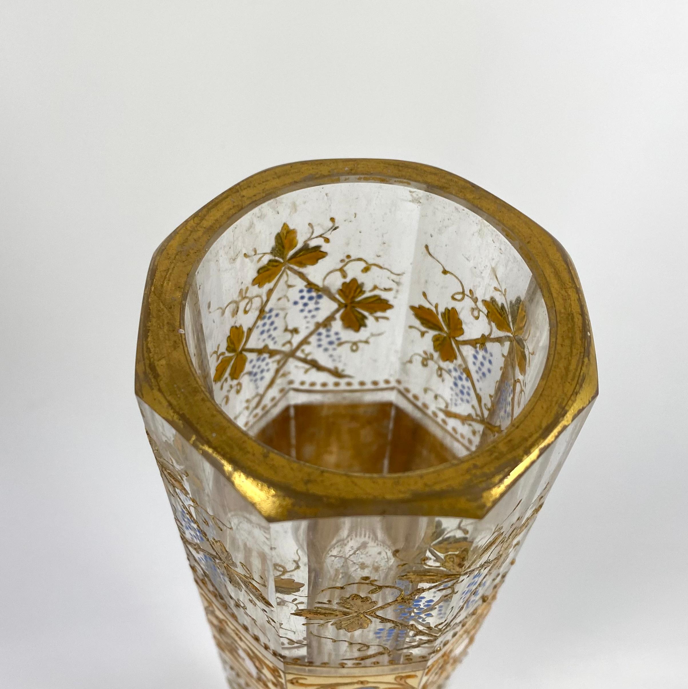 Enameled Moser Gilt and Enamelled Glass Vase, C. 1925