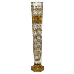 Antique Moser Gilt and Enamelled Glass Vase, C. 1925
