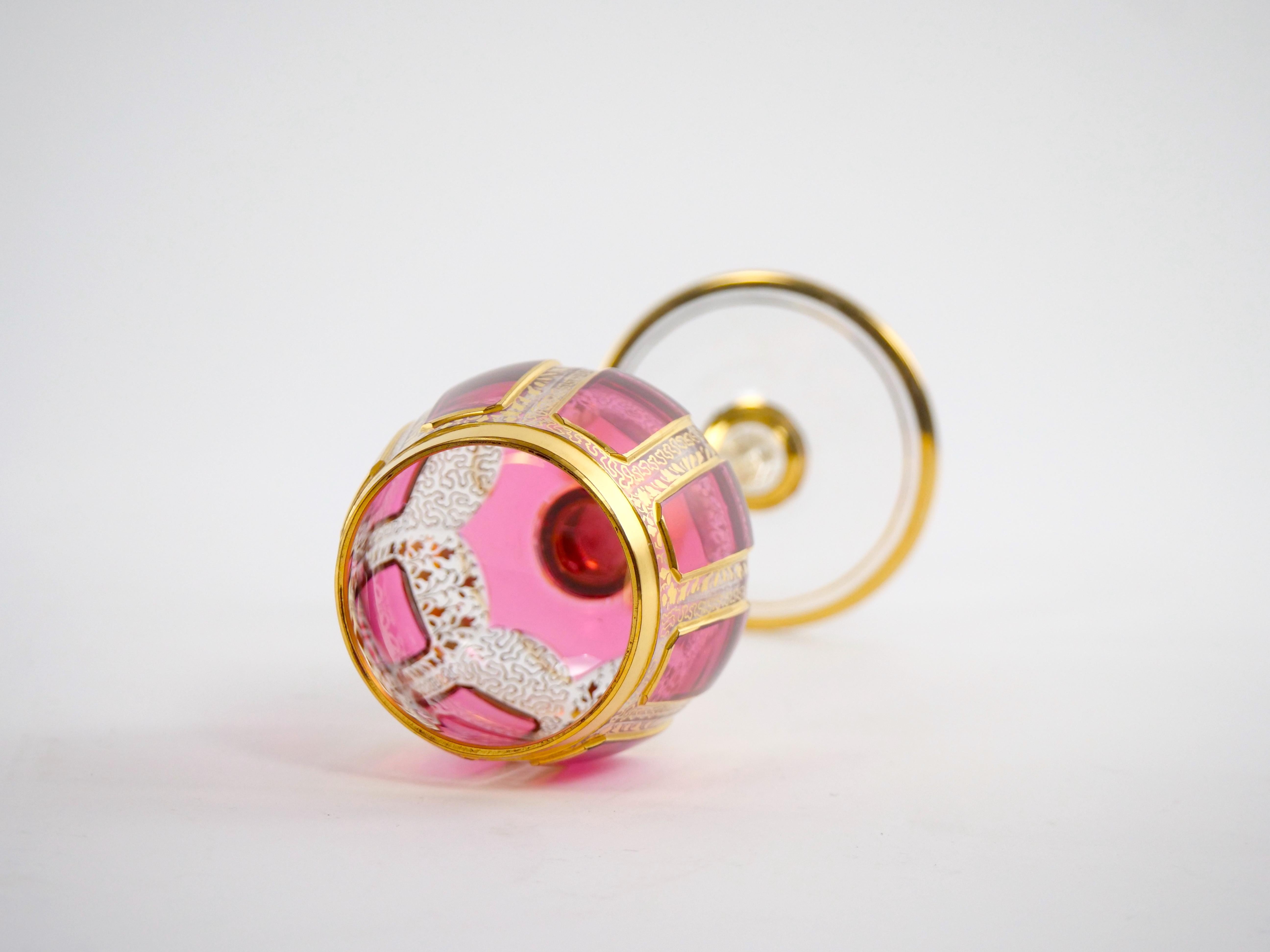 Moser Servicio de vino esmaltado en oro dorado con paneles rosas / 12 Personas en venta 5