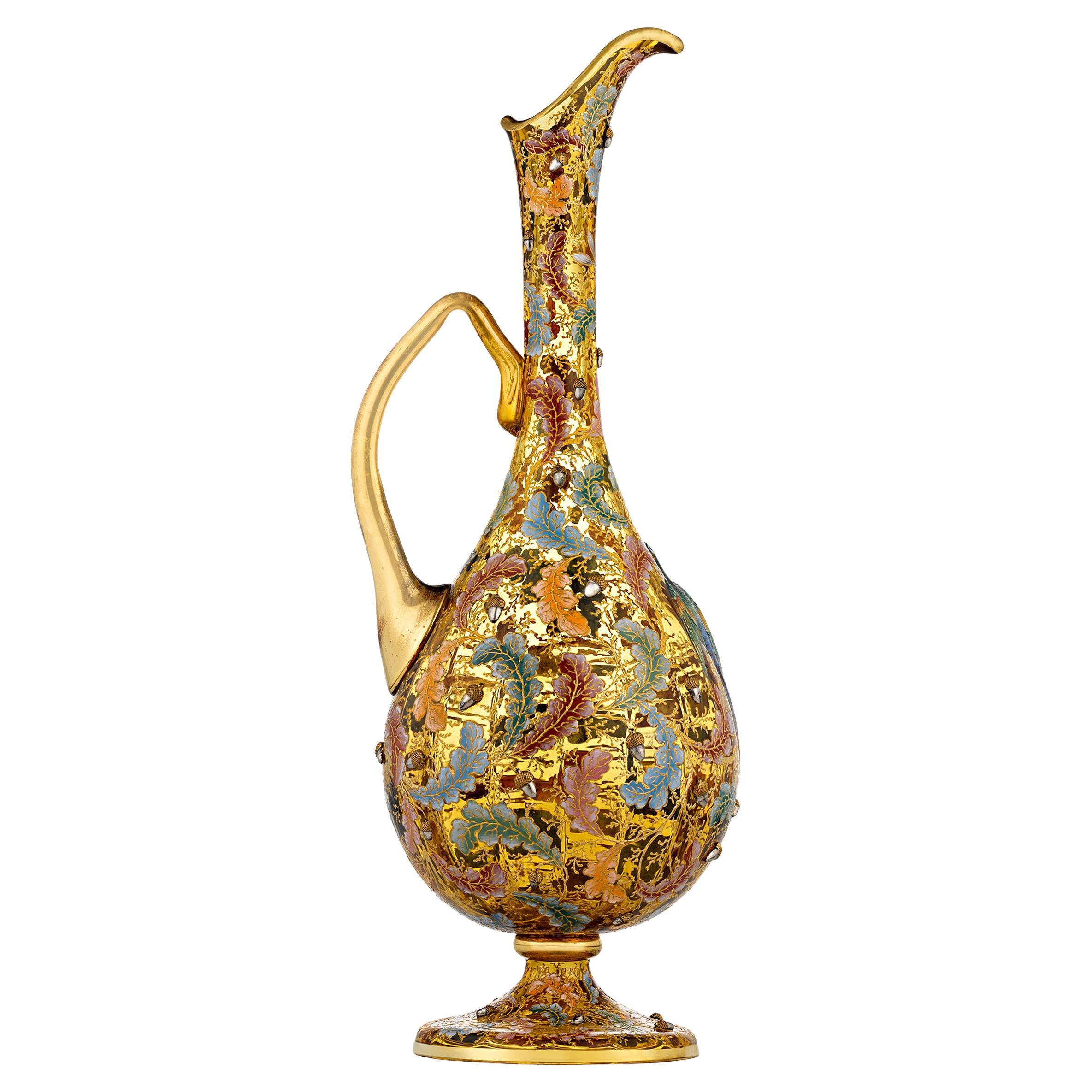 Moser Glass and Enamel Ewer