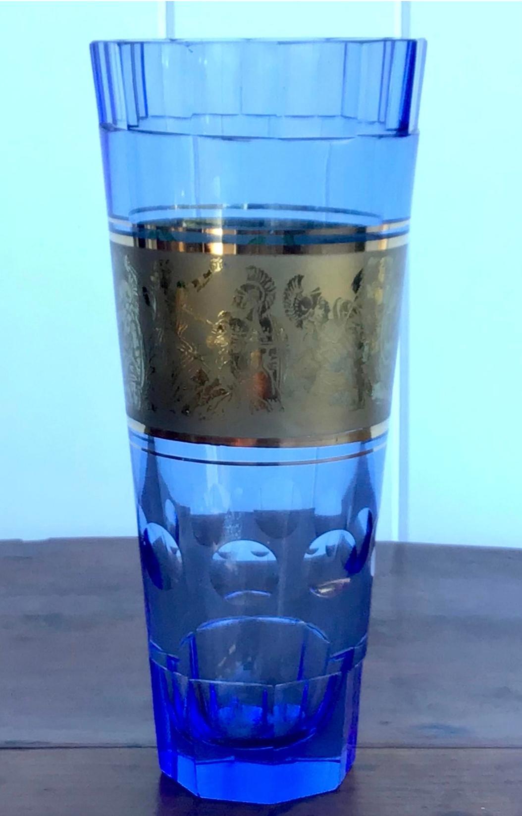 Moser-Glas-Vase aus facettiertem Kristall im Art déco-Stil im Angebot 1