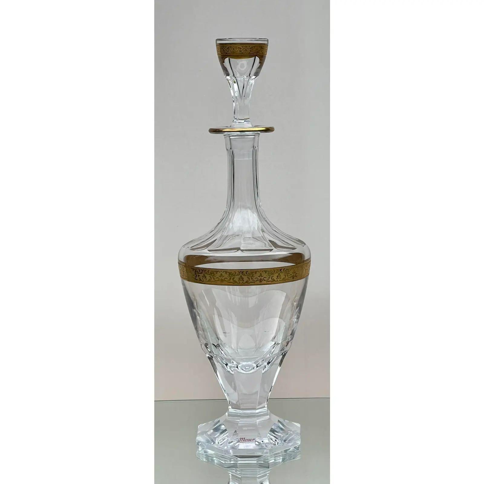 20th Century Moser Gold Encrusted Crystal Carlsbad Decanter, 1980s