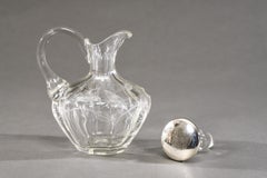 Moser Hand Blown Crystal Intaglio Poppy Decanter w/ Sterling Silver Stopper