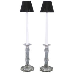 Moser Hollywood Regency Crystal Candlestick Table Lamps