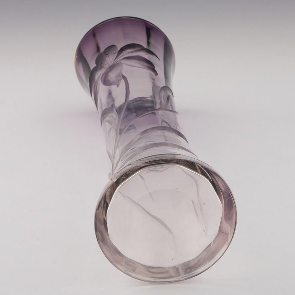 Moser Intaglio Cut Amethyst Vase c1902 In Good Condition For Sale In Tunbridge Wells, GB