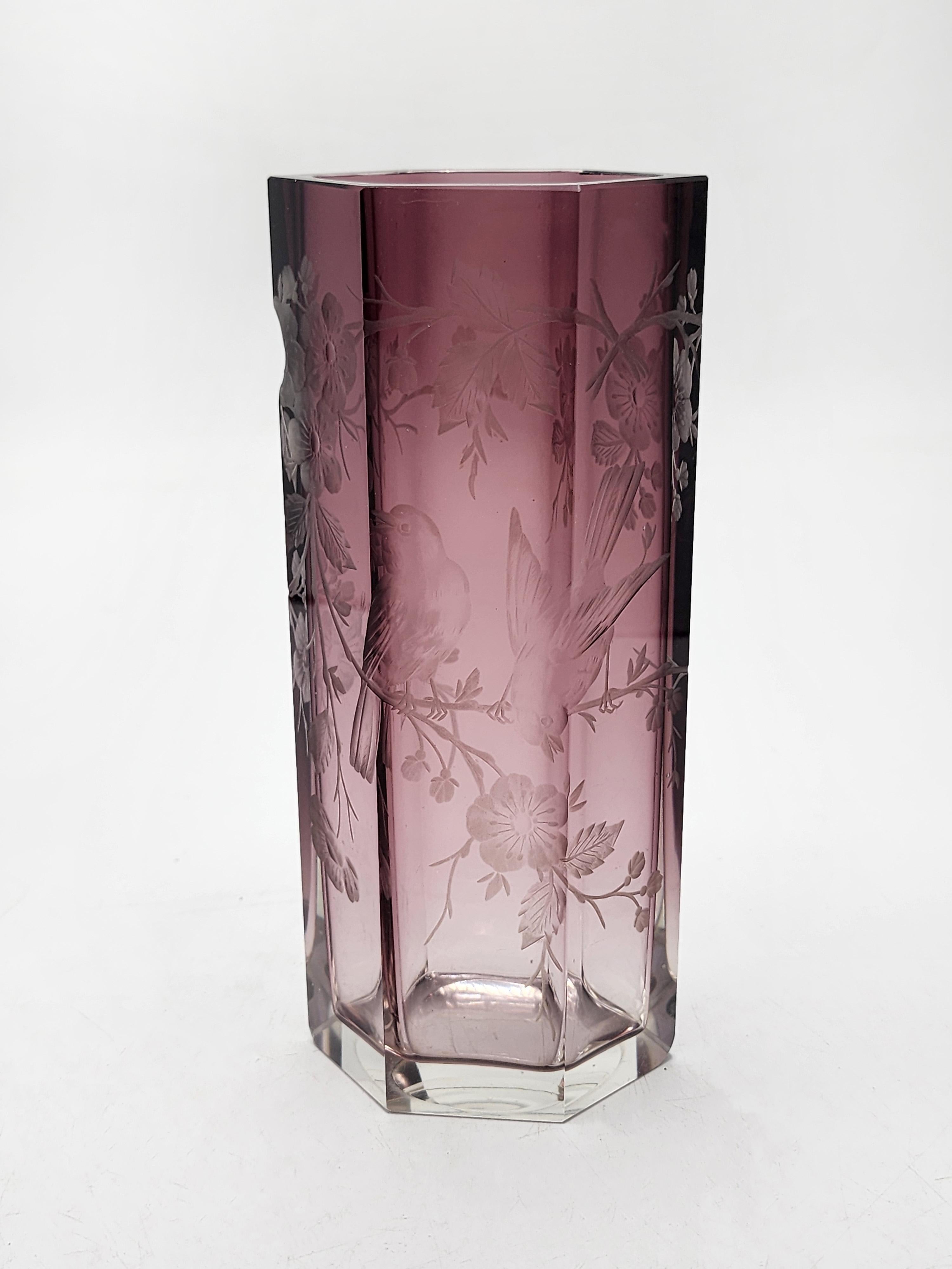 Czech Moser Karlsbad carved glass vase For Sale