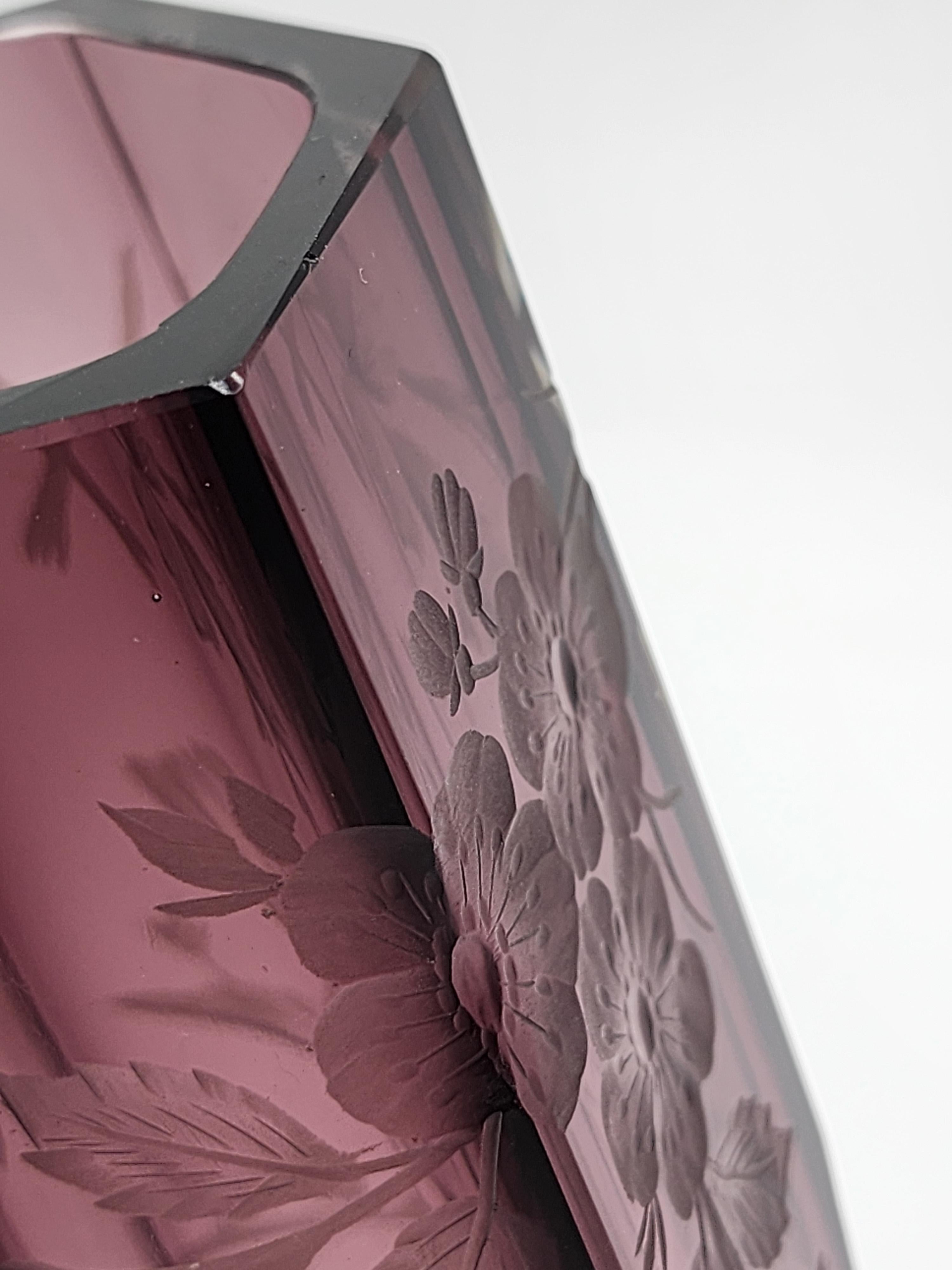 Hand-Crafted Moser Karlsbad carved glass vase For Sale