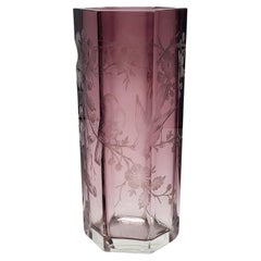 Moser Karlsbad carved glass vase