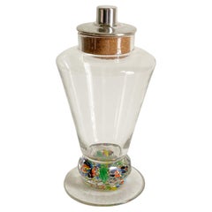 Moser Karlsbad Crystal Cocktail Shaker--Faceted Confetti Knop--Czechoslovakia