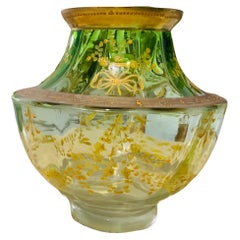 Moser Light Green Gilt Glass Centerpiece Vase