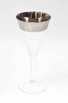 Moser Platinum Trimmed Cut Crystal Goblets, Tall Set of 6