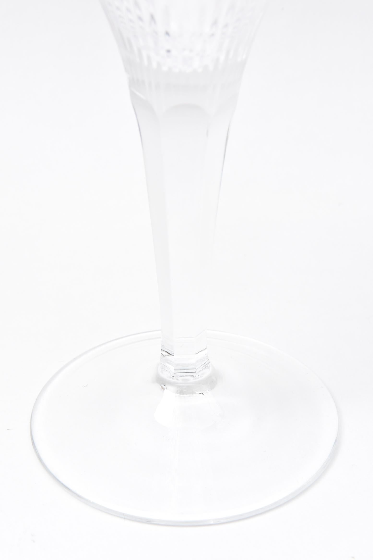 Moser Platinum Trimmed Cut Crystal Goblets, Tall Set of 6 1