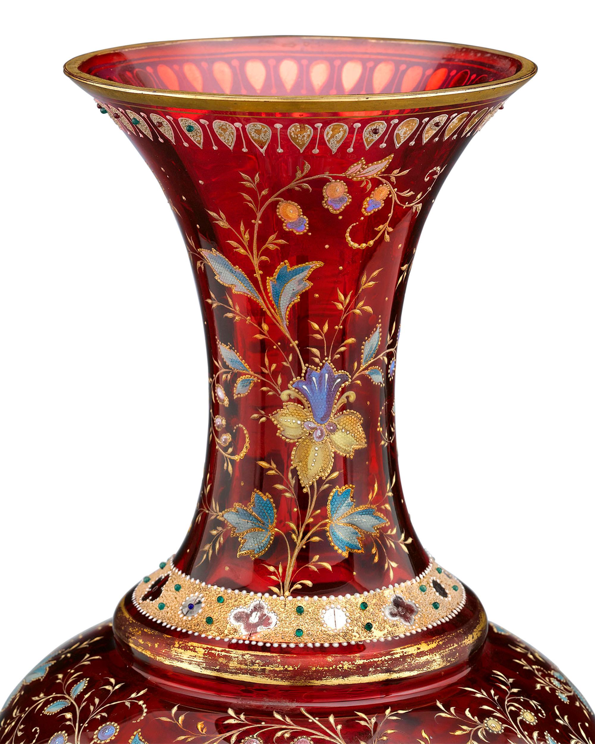 Bohemian Moser Ruby Glass Vase