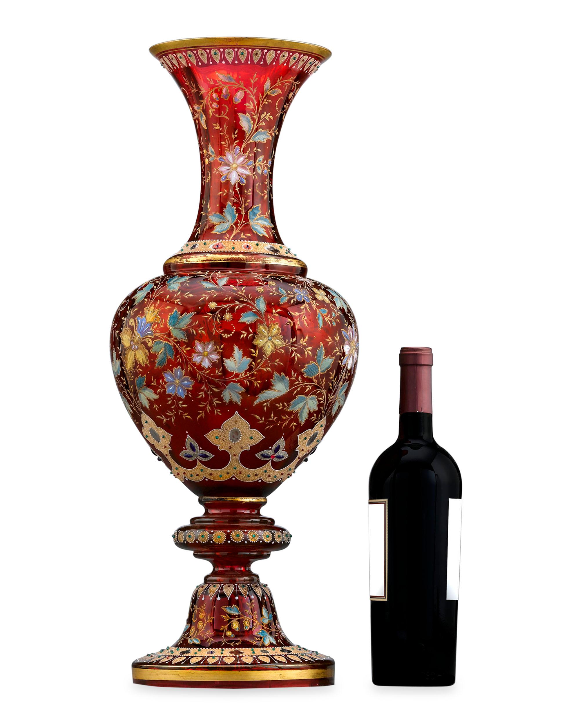 Gilt Moser Ruby Glass Vase