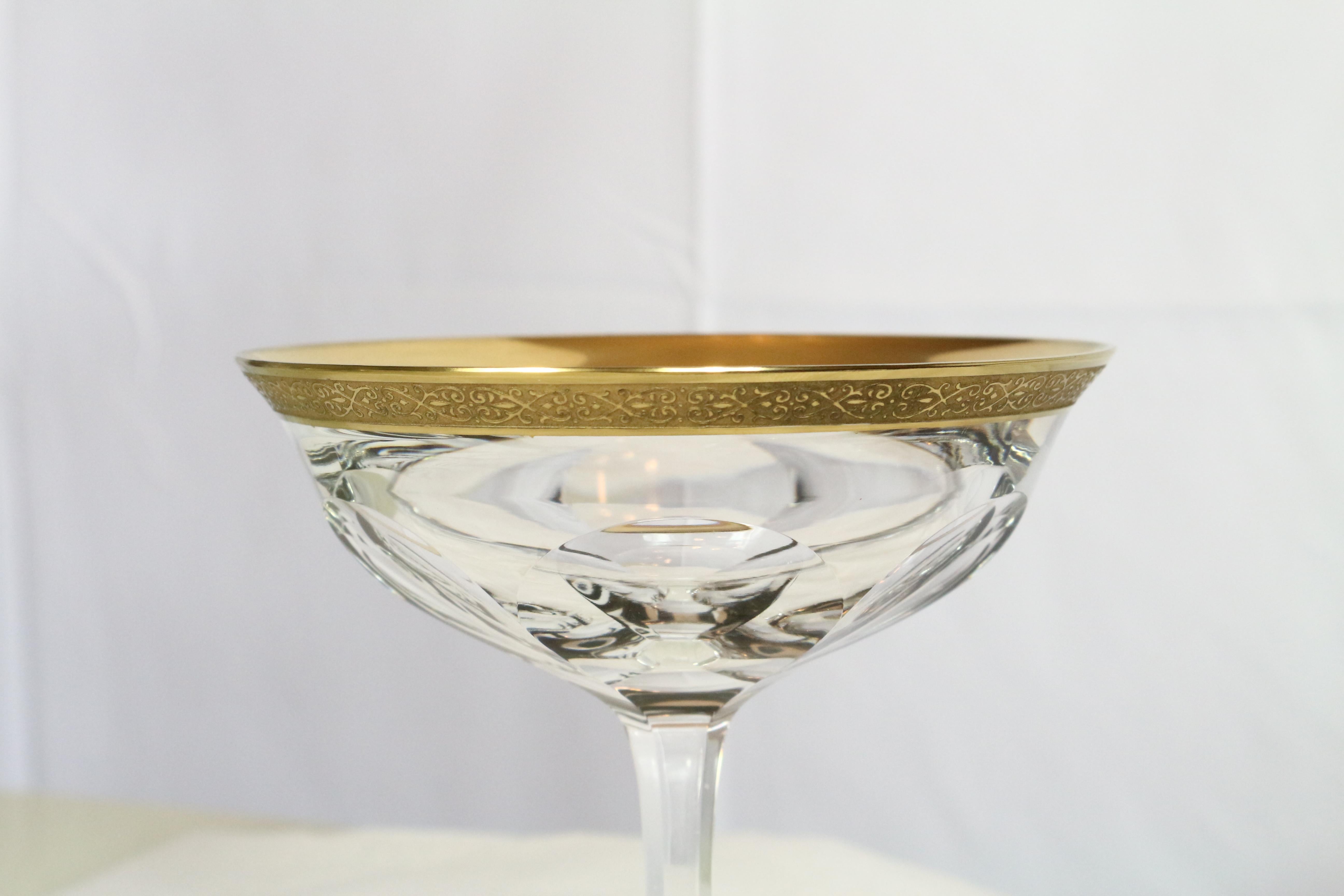 20th Century Moser Set of 63 Pieces, Lady Hamilton, Clear Cristal with Gilded and Etched Band For Sale