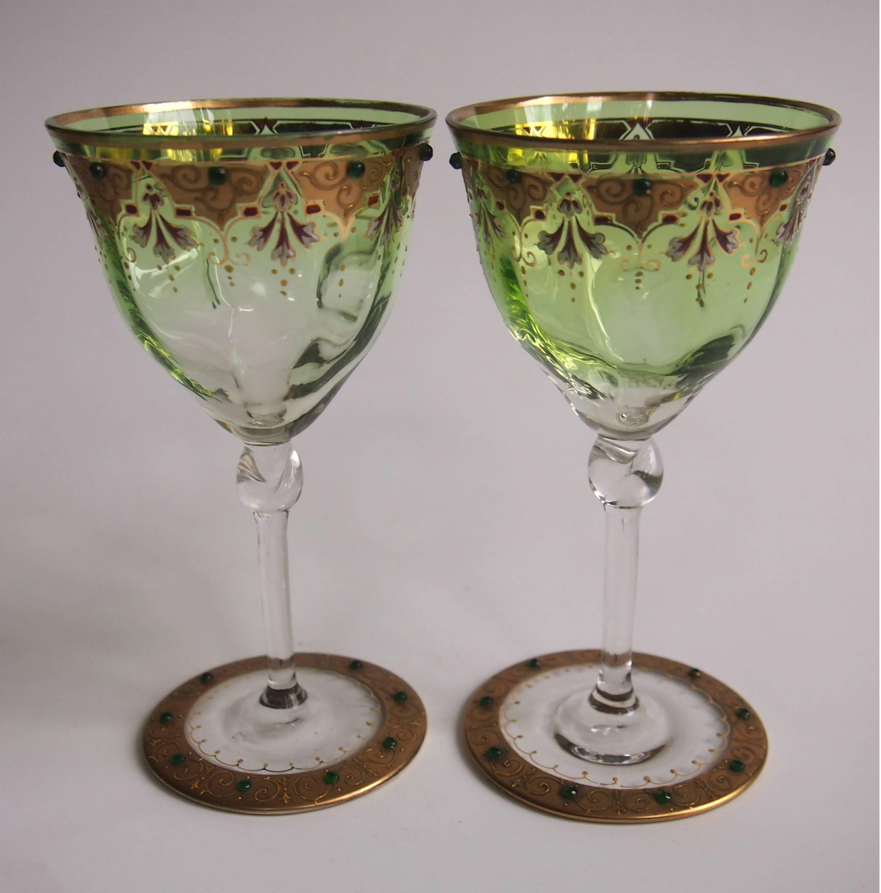 art nouveau wine glasses