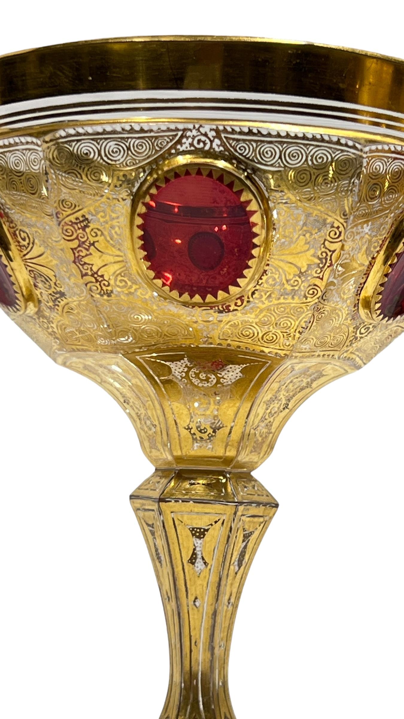 Moser Set of Eight (8) Gilt Glass Goblets / Wine Glasses 5