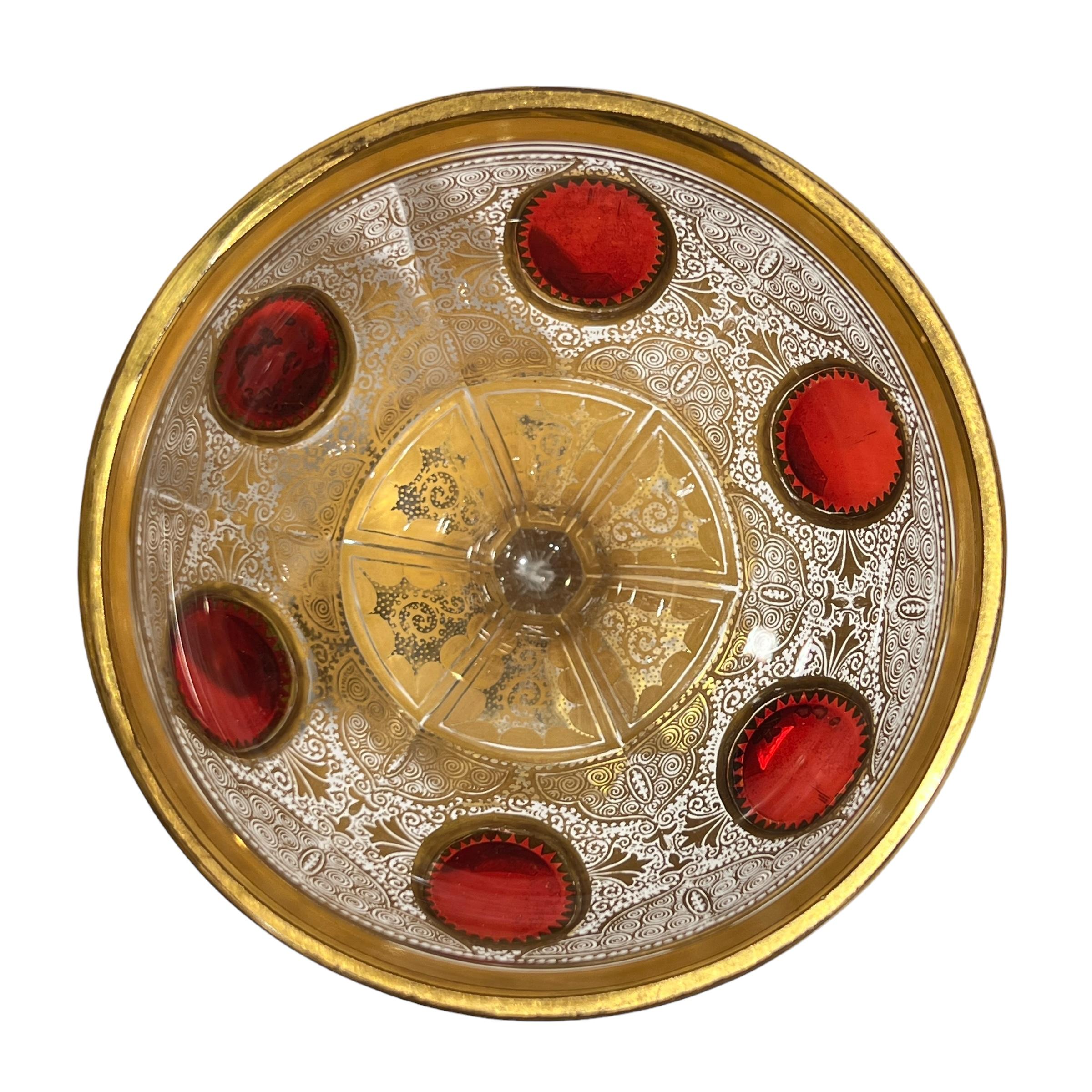 Moser Set of Eight (8) Gilt Glass Goblets / Wine Glasses 4