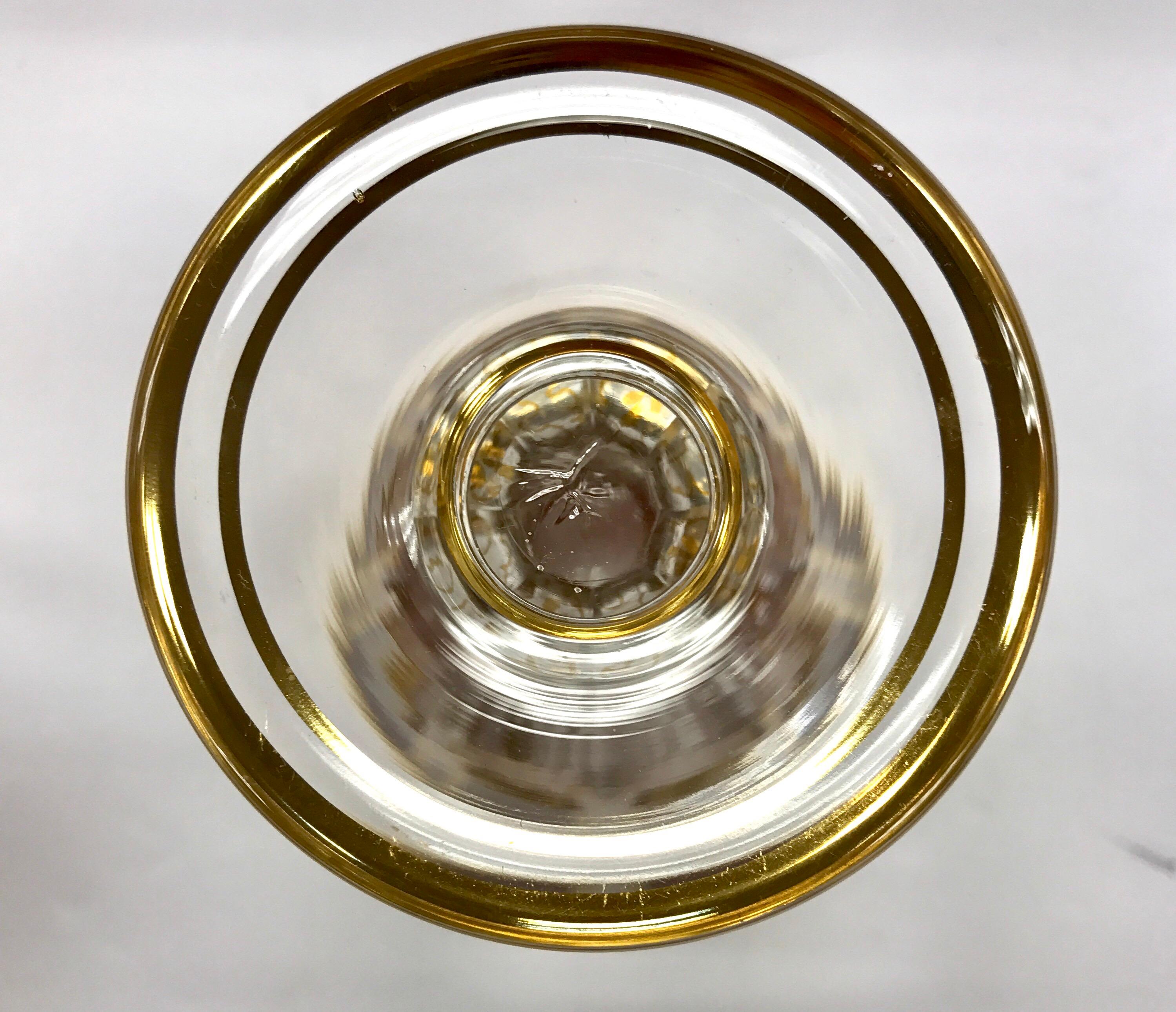 Art Glass Moser Set of Six Burgundy and Gold Bohemian Wine Glasses Goblets