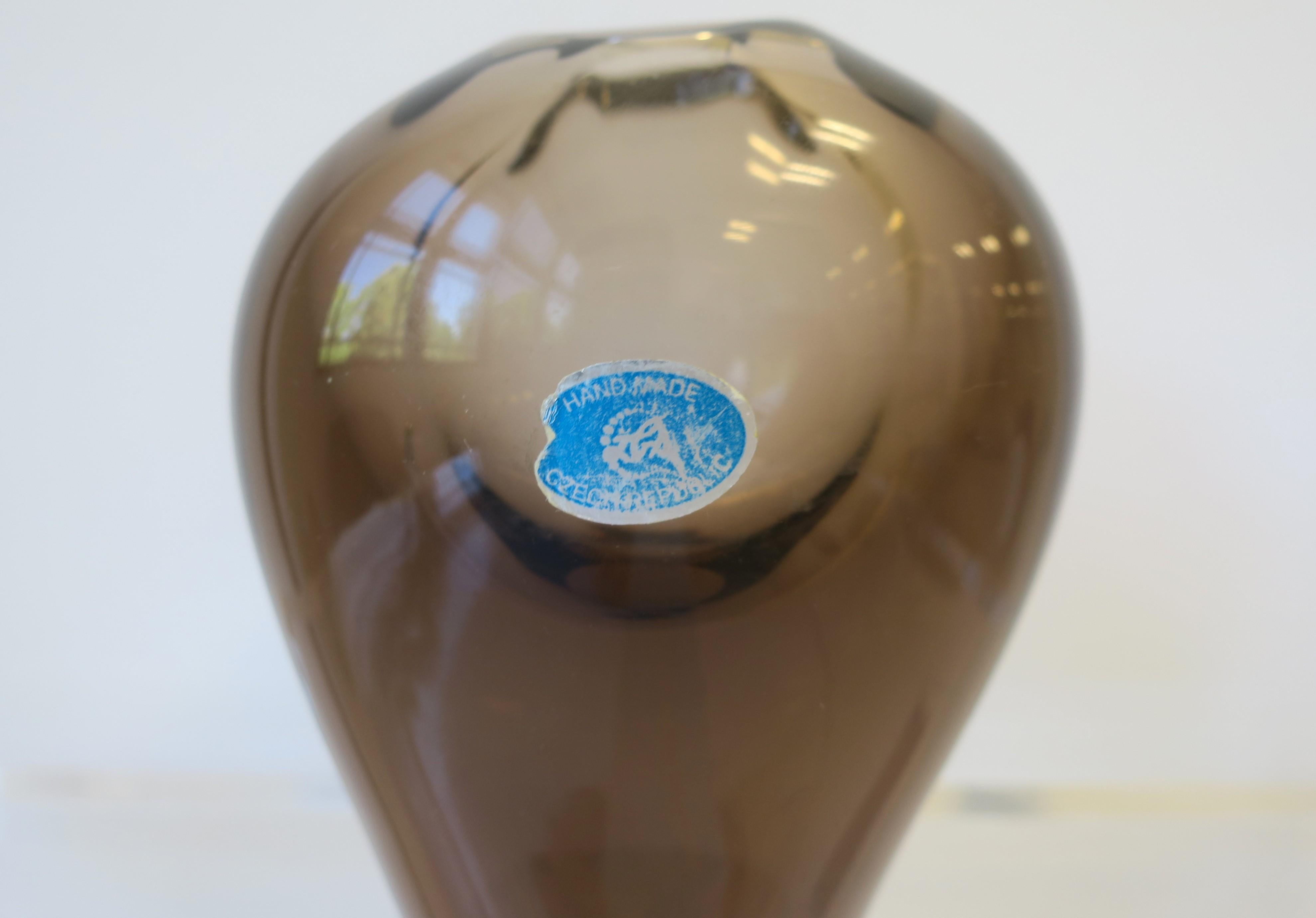 Moser Style Organic Smokey Art Glass Vase, Czech For Sale 7