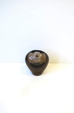 Moser Style Organic Smokey Art Glass Vase, Czech