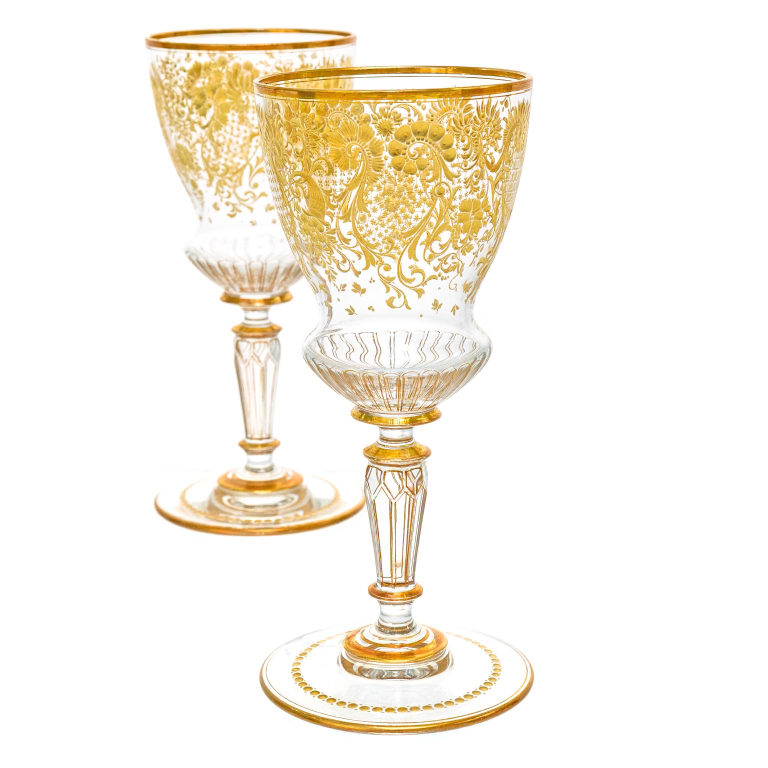 Cut Glass Moser Water Goblets Set of 10 Austria For Sale