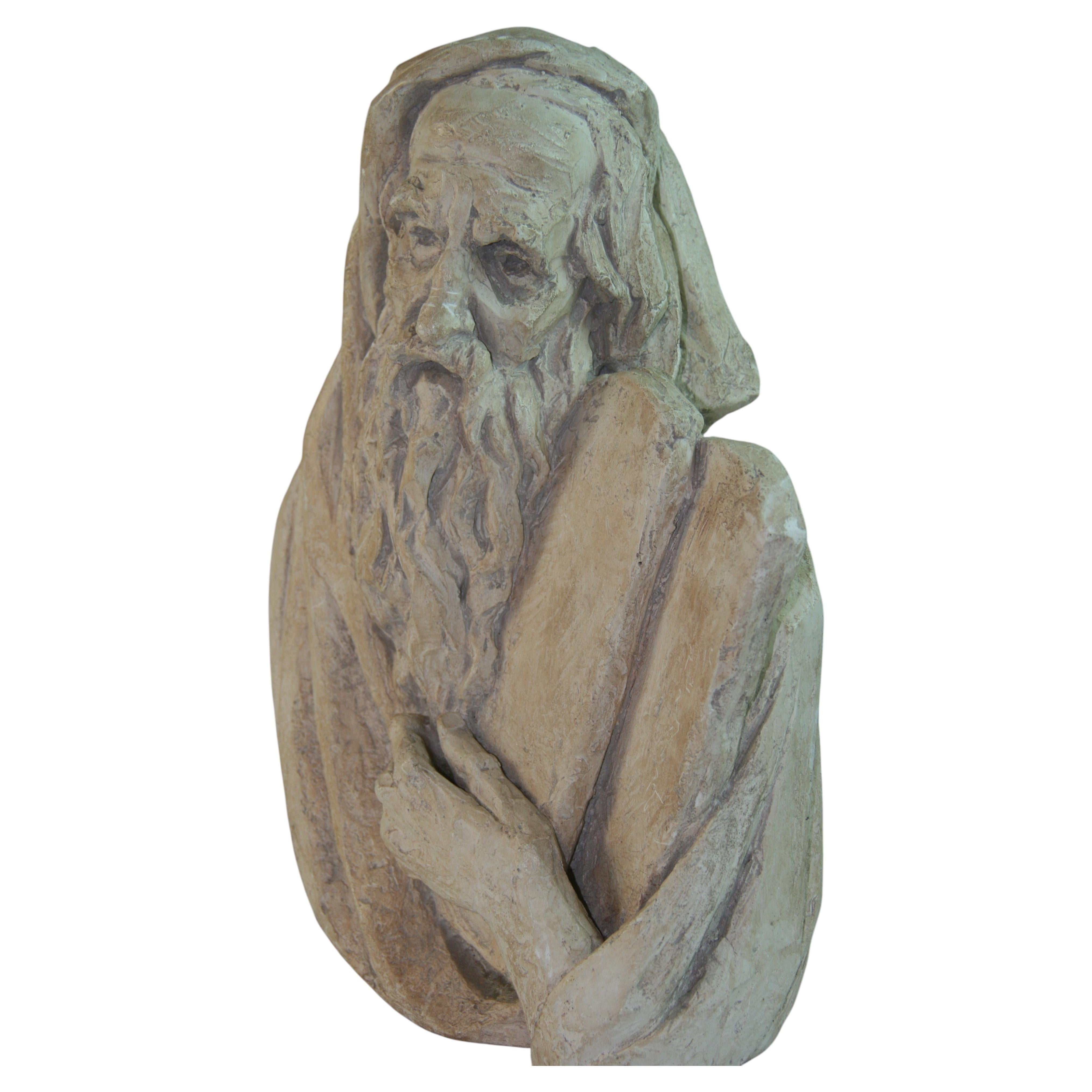 Moses and the Ten Commandments Sculpture Signed Bergier 1967