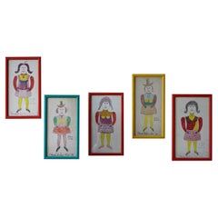 Moses Baker, Amercian Outsider Artist, 1974-75 Mixed Media Drawings