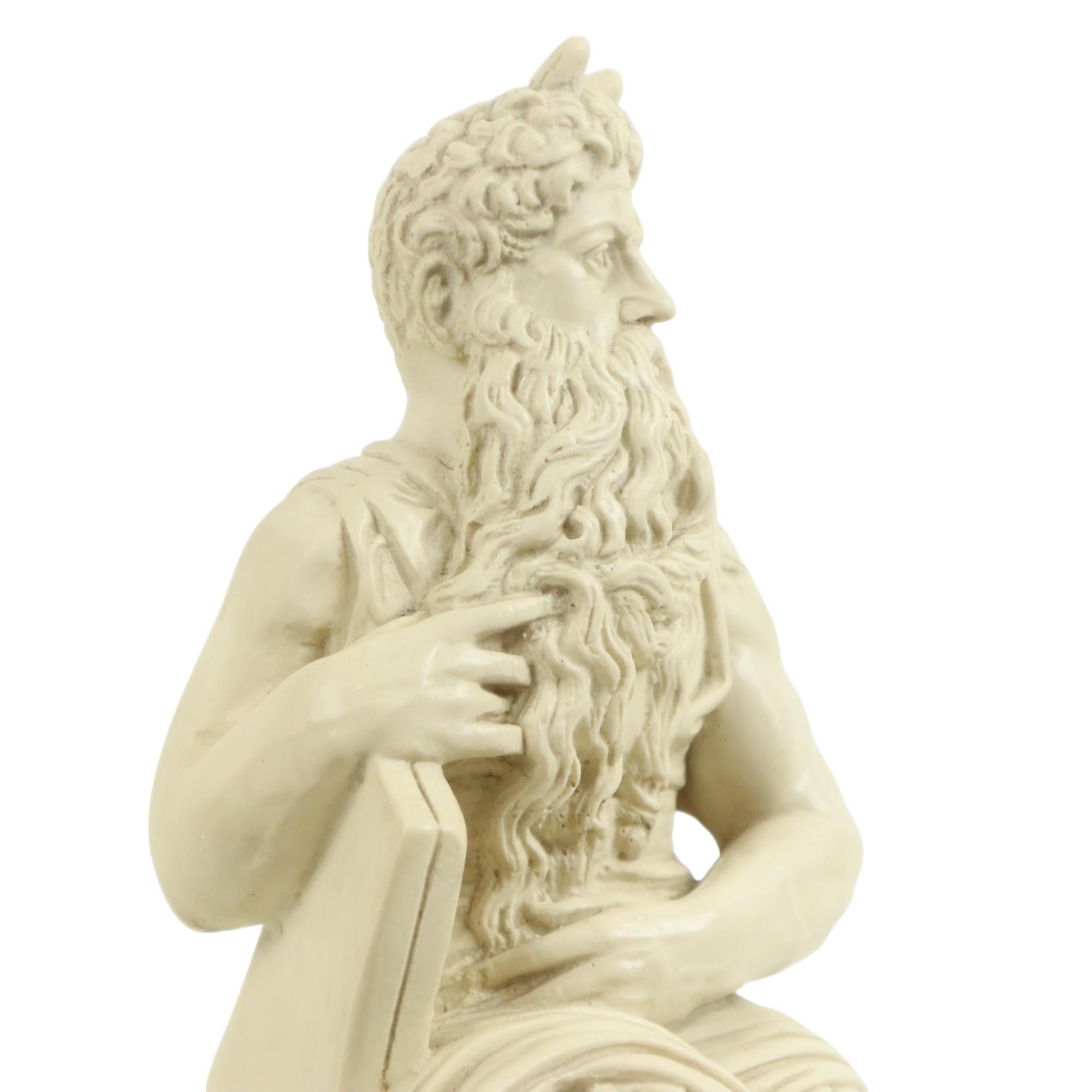 Moses Michelangelo Vintage-Statue-Skulptur aus Alabasterharz 27cm im Angebot 3
